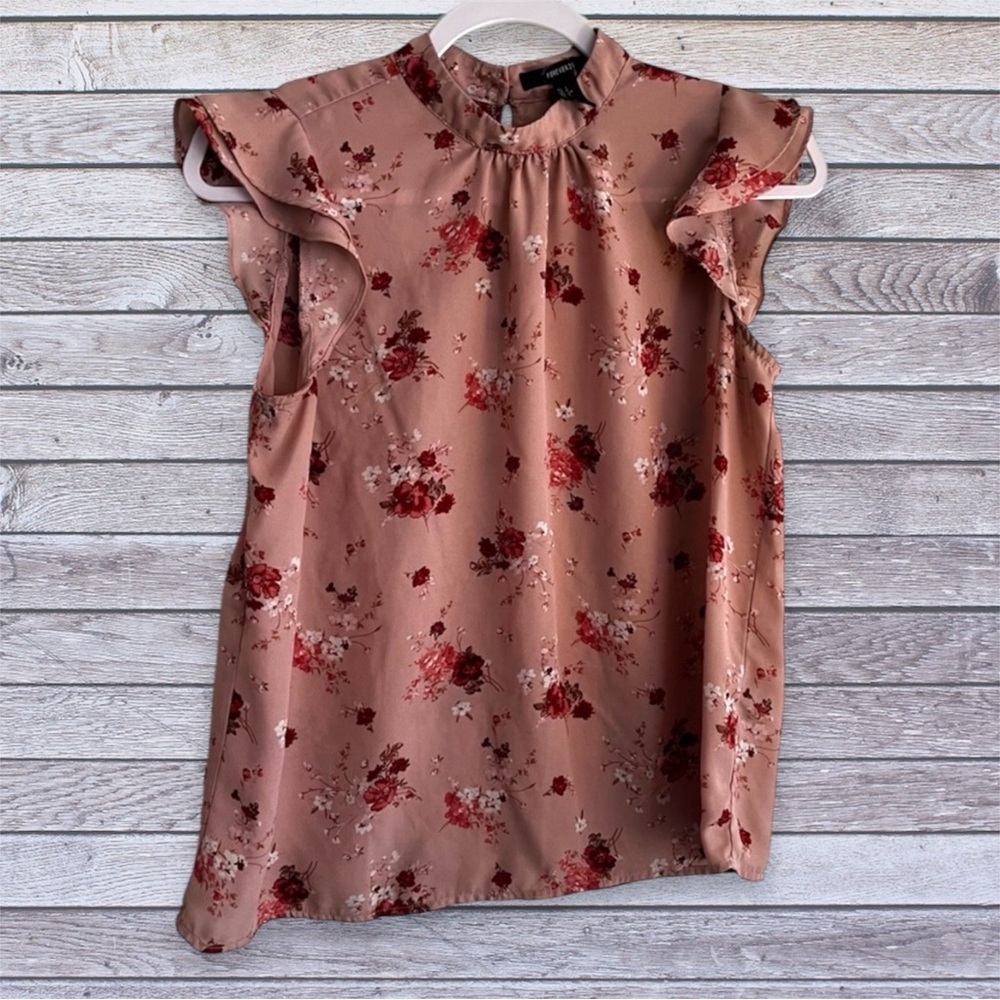 Forever21 pink sleeveless Cottagecore floral top small